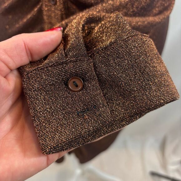 Ladies ASTR the Label Ambel Ruched‎ Shirt Dress Copper Long Sleeves Size Large - Picture 13 of 16